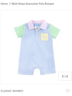 Classic Whimsy Multi Stripe Seersucker Polo Romper
